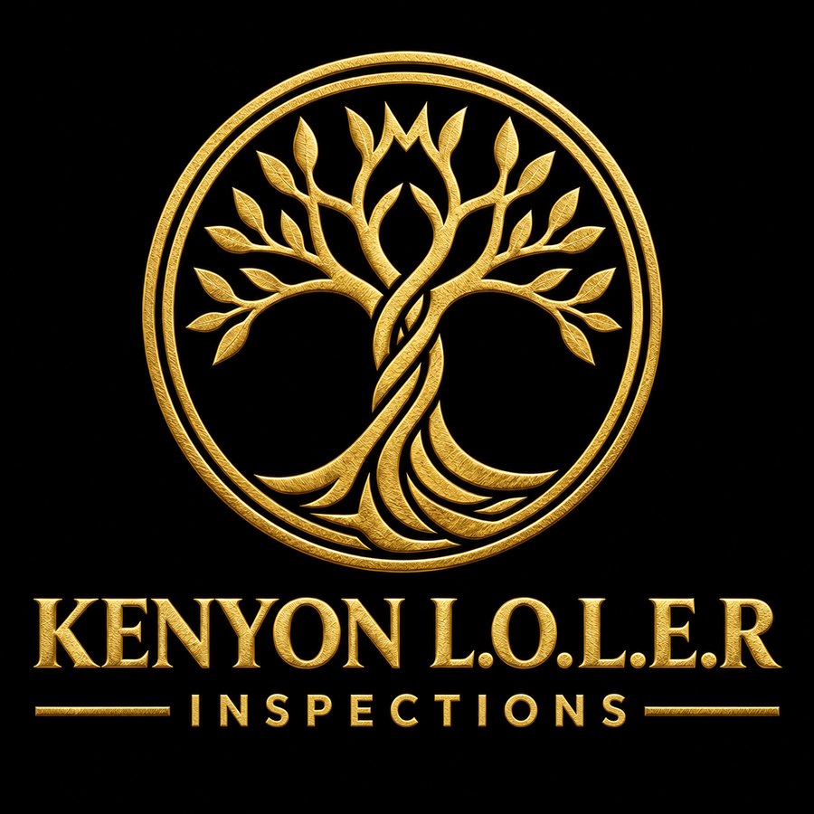 Kenyon L.O.L.E.R Inspections logo: a gold tree of life inside a double ring